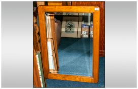 Varnished Pine Bevel Edged Mirror.