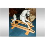 'Derby Rockers' Modern Fibre Glass Grey Rocking Horse On Wooden Frame