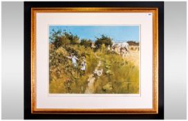 Large Pencil Signed Artist Proof By John Hoskins titled 'Blackberry Time' Framed & Glazed. Overall