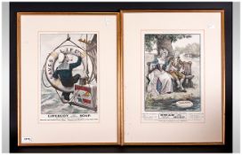 Pair Of London Illustrated News Posters, 1. Lifebuoy Soap, 2. Swan Soap. Both Framed & Behind Glass