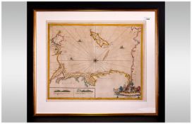 Rare Coastal Chart Map Of Lancashire, Showing The Isle Of Mann And Angelsey, with Vingenettes