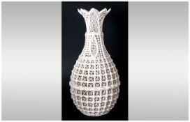 Chinese Reticulated Cream ware Vase, In The Shape of a Fish Trap Basket. 12 Inches High, 20th