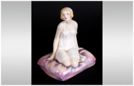 Royal Doulton Early Figure ' Negligee ' White and Pink. HN.1273. Designer L. Harradine. Issued