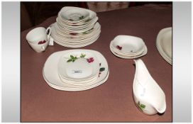 32 Assorted Pieces Of Midwinter Fashion Rose Dinnerware. Circa 1957