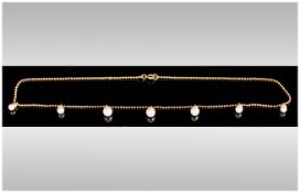 Mikimoto Cultured Pearl and Silver Gilt Necklace. Marked 925. Excellent Condition.