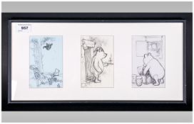 David Shepherd 'Winnie the Pooh; Framed Print. 18 by 9 inches.
