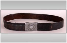 German WW2 Leather Belt Dated For 1940 The Embossed Metal Buckle, Marked 'Gott Mituns'