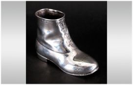 Late Victorian Novelty Match Striker Modelled In The Form Of A Boot, Fully Hallmarked For Birmingham