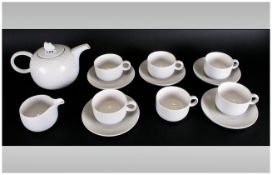 Hornsea Pottery Swan Lake Contemporary Shaped Monochrome Teaset (14) pieces.