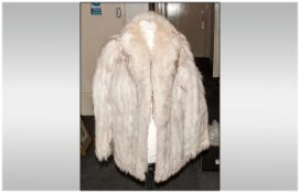 Ladies Silver Fox Fur Jacket, fully lined. slit pockets. Size 14