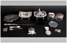 Small Mixed Lot Of Silver Plated Items. Comprising Salts, Dressing Table Jars etc