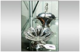 Silver Embossed Footed Bowl With Scalloped Edge, Hallmarked For Sheffield 1897. Diameter 120mm,