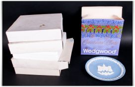 Set Of Four Wedgwood Jasper Ware Christmas Plates
