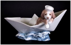 Lladro Figure ' Little Stowaway ' Model Num.6642 Artist Begona Jauregui. 4 Inches High, 7 Inches