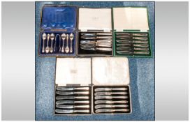 Five Cased Sets Of Flatware