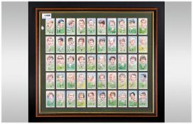 Framed Reproduction Cigarette Cards Showing Players Of The England Rugby Team. 50 cards in total.