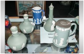 Wedgewood - Jasper Ware, A Collection of 19th Century Pieces ( 5 ) In Total. Comprises - A Pair of