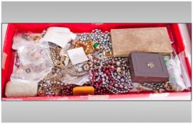 A Good Collection of Assorted Vintage Costume Jewellery, Includes Necklaces, Beads, Bracelets,