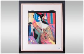 Contemporary Framed Print, Titled 'Jessica' by Maimon mounted and behind glass. 14 by 17 inches.