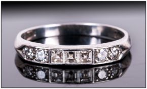 Platinum Diamond Set Eternity Ring, Set With Three Princess And Four Modern Brilliant Cut