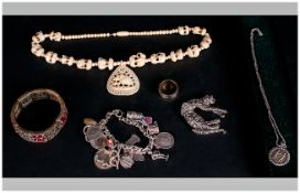 Small Quantity of Costume Jewellery including Continental souvenir charm bracelet in various