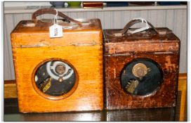 Two Oak Cased Racing Pigeon Clocks, Early to Mid 20thC