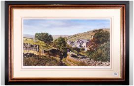 K Melling Pencil Signed Coloured Print Titled ' Muker Swaledale'. Signed in pencil lower right. 23