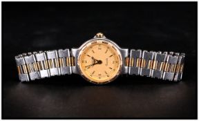 Longines Ladies Quartz Gold Plated and Steel Wrist Watch, Champagne Dial, Gold Numerals. Good