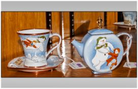 Border Fine Arts Studio Enamels - Features James and The Snowman Tea Pot + a Cup and Saucer. A4006 &