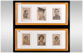 Two Framed Pencil Drawings of British Royalty, Edward VII, George V, Queen and Queen Mother (6
