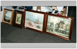 Collection of Four Framed Pictures including David Lawrence Oil on Board 'Landscape', York Minster