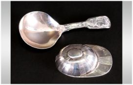 Novelty Silver Caddy Spoon In The Form of A Jockeys Cap, Hallmarked For Sheffield q 1933, Together