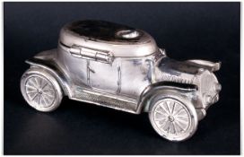 1920's Inkwell In The Shape Of A Motor Car of the period. The hood lifts off to reveal the inkwell