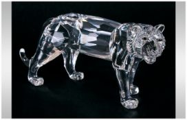 Swarovski Silver Cut Crystal Figure 'Tiger' Number 220470  7610 000 003, designer Michael Stamey.