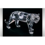 Swarovski Silver Cut Crystal Figure 'Tiger' Number 220470  7610 000 003, designer Michael Stamey.