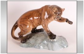 Beswick - Wild Animal Large Figure of a ' Puma on a Rock ' Issued 1960-1975. Model Num.1702.