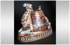 Royal Crown Derby Ship Of The Desert Paperweight ' Camel ' Large Size. Produced for Harrods. Date