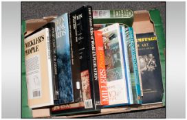 Box Of Non Fiction Books Including Antique Reference Books, World Atlas, Discovery Of The Titanic