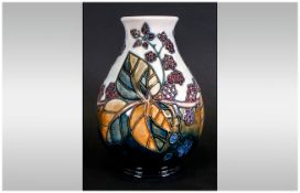 Moorcroft Bulbous Black Berries and Briar Rose Vase. Marked to Base. Excellent Condition. Stand 7.