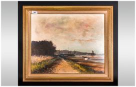Oil Painting on Board Signed E Gentry Titled 'From Buttermans Bay'. Sold by The Haste Gallery,