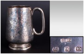 Late Victorian Silver Christening Mug, All Over Floral Decoration, Engraved 'Evelyn' Hallmarked