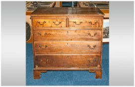 Late 18th Century Oak Chest Of Drawers On Shape Bracket Feet, 2 top drawers below three graduating