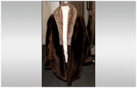 Ladies Dark Brown Full Length Mink Coat, fully lined, Collar with revers, Hook & Loop fastening.