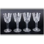 Waterford Fine Cut Crystal Set Of Four Liqueur Glasses 'Lismore' Pattern Waterford marks to base.