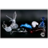 Collection of Glass Animal and Bird Figures (9) in total including dolphin figure, swan, whales,