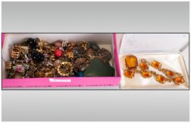 Collection Of Costume Jewellery, Comprising Mostly Earrings Brooches etc