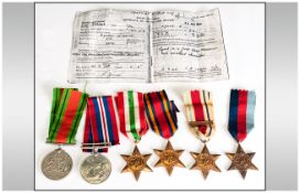 Group Of Six WW2 Medals, 1939-45 Star, Africa Star With North Africa Clasp, Burma Star, Italy Star