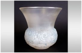 Rene Lalique 1930's Glass Vase 'Renoncules' Wheel Cut Signature And France Marked To Base, Height 6¼