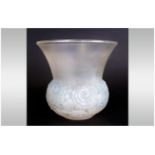 Rene Lalique 1930's Glass Vase 'Renoncules' Wheel Cut Signature And France Marked To Base, Height 6¼