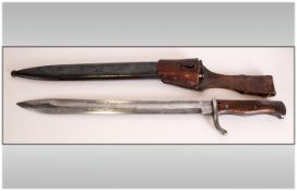 German Model 1898/05 Butcher Bayonet And Scabbard With Frog, Blade Marked Alex Coppel Solingen.